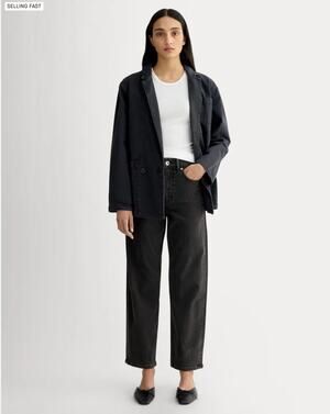 Everlane Womens 26 Long Way High Black Denim Jeans Fringe Hem Minimalist Pant
